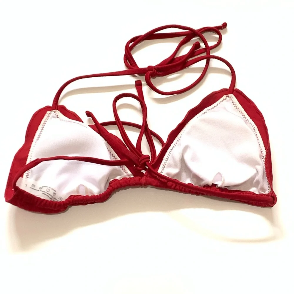 SHEIN Red Triangle Halter Bikini Top